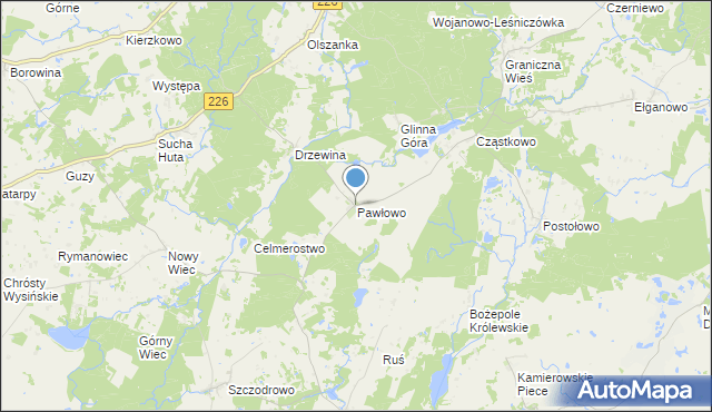 mapa Pawłowo, Pawłowo gmina Trąbki Wielkie na mapie Targeo